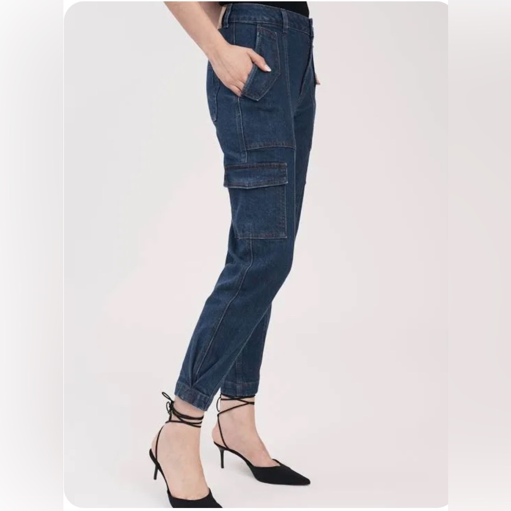 10 Crosby Derek Lam Blue Dark Wash Ankle Cropped Jeans - Picture 4 of 12